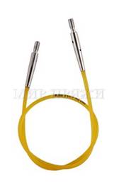 Тросик желтый для съемных спиц длина 20 см (40 см со спицами), KnitPro