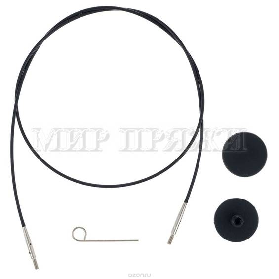 Тросик для съемных спиц черный 35 см (60 см со спицами), KnitPro