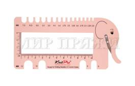 Шкала размеров с резаком для пряжи (розовый) KnitPro